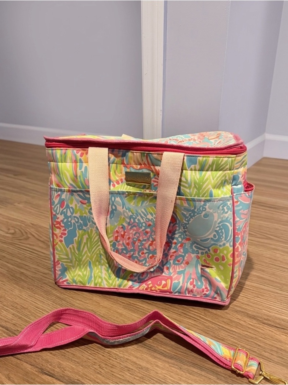 Lilly Pulitzer Pink Multi Floral Baby Tote with Removable Strap